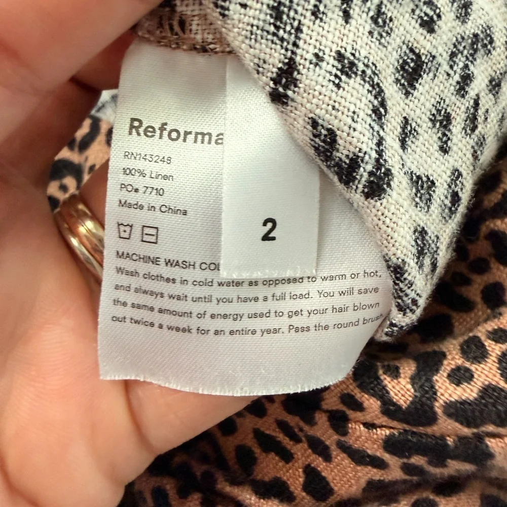 Reformation Jackie 100% Linen Leopard Print Wide-Leg Pants high waist wide leg 2